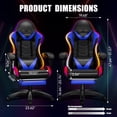 thumbnail image 3 of Czlolo Gaming Chair, Racing Style RGB LED Lights Gaming Chairs for Adults and Kids, Lumbar Massager Gamer Chair, High Back Reclining Computer Chair with Footrest and Headrest (Black/Blue), 3 of 9
