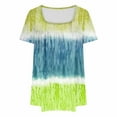 thumbnail image 2 of ameIAEA Square Neck Tops for Women Short Sleeve Summer Tunic Tops Color Block Ruffle Blouse, 2 of 4
