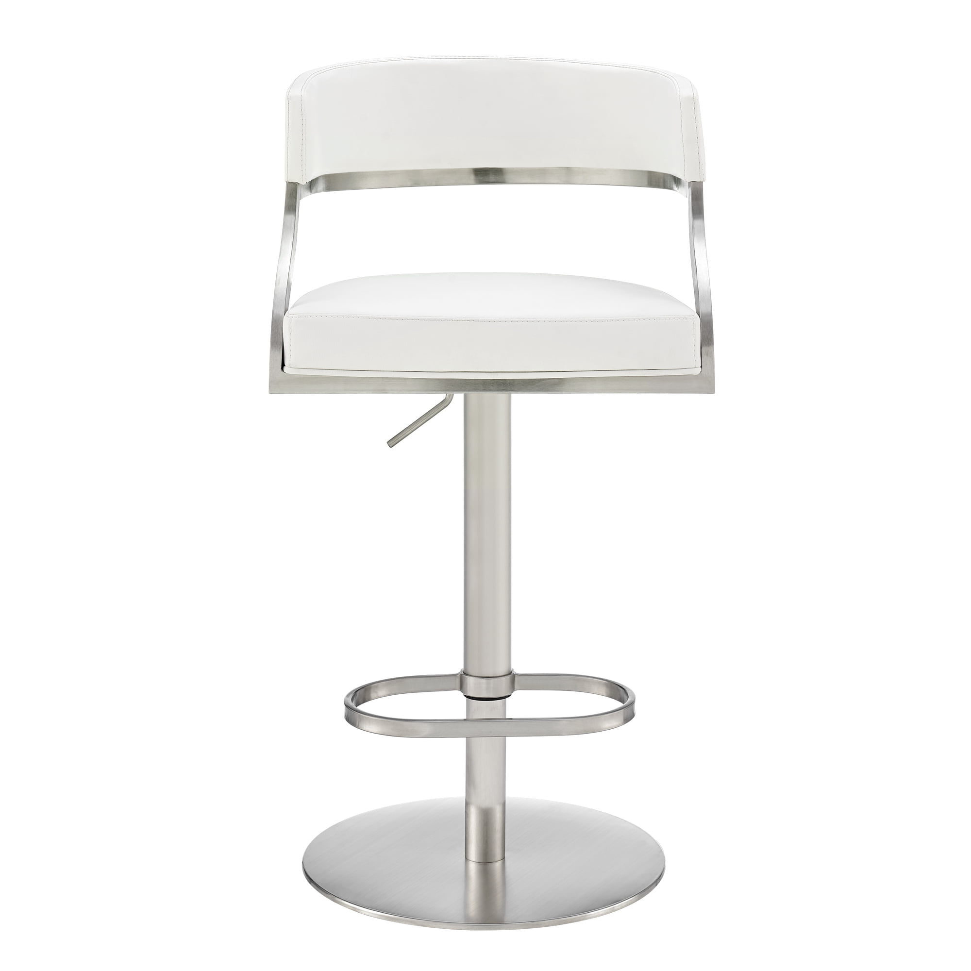 Callie Modern Retro Swivel Metal Adjustable Height Barstool With Faux Leather Seat