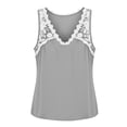 thumbnail image 5 of ClodeEU Women's Lace Trim V Neck Sleeveless Tank Top, Casual Loose-Fit Blouse, Soft Summer Cami with Lace Gray,Women's Plus XL, 5 of 6