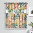 thumbnail image 2 of Kitchen Curtains 36 Inch Short - 3 Panel Set, Rod Pocket Window Curtain with Tropical Leaf Botanical Print, 100% Polyester for Farmhouse, Cafe, Kitchen, Bedroom, Easy Wash, 2 of 6