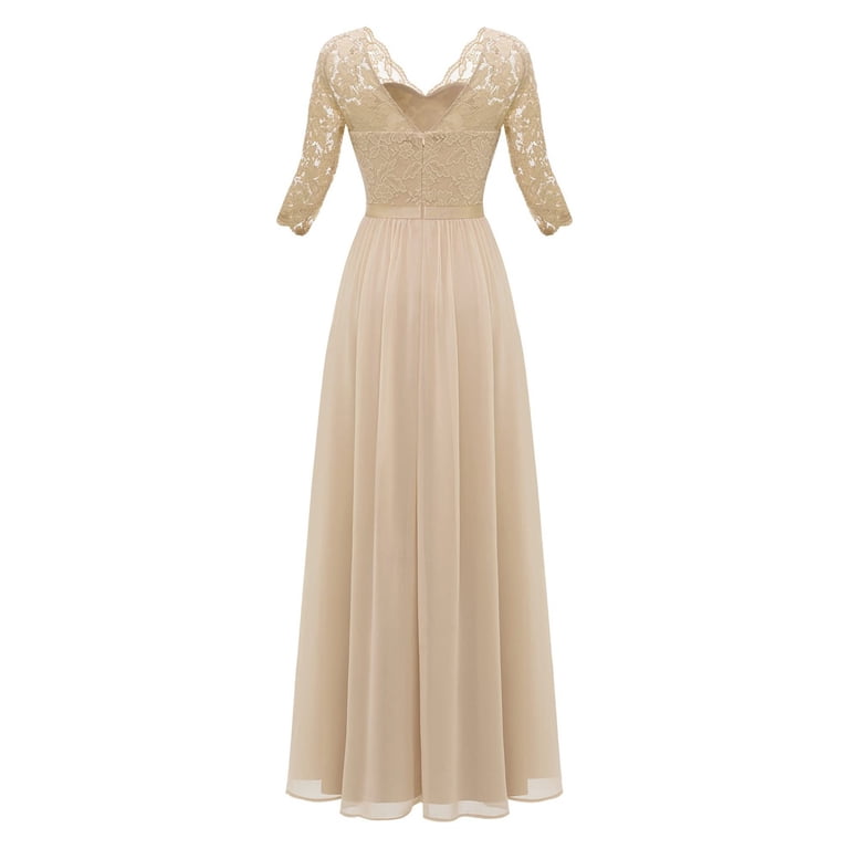 Gubotare Bride Groom Mother Dresses Lace Appliques Mother of the Bride Dress 3/4 Sleeves A line Tea Length Chiffon Formal Wedding Party Prom Gowns for Women,Beige XL - Walmart.com Gubotare Bride Groom Mother Dresses Lace Appliques Mother of the Bride Dress 3/4 Sleeves A line Tea Length Chiffon Formal Wedding Party Prom Gowns for Women,Beige XL - Walmart.com
