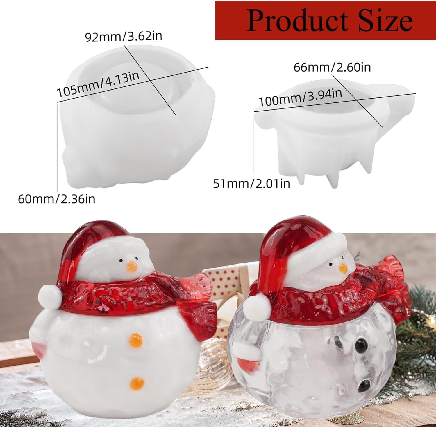 ABCISI Christmas Resin Molds, Snowman Jar Silicone Molds for Epoxy Resin Casting  Christmas Jewelry Storage Jar Candy Container Candle Box Flowerpot, Party Winter Home Decoration Supplies