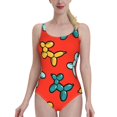 thumbnail image 1 of Balloon Animal Dogs Pattern In Red Deep V-Neck Halter One-Piece Swimsuit Ladies Monokini Beach Bathing Suits Swimwear Balloon, 1 of 5