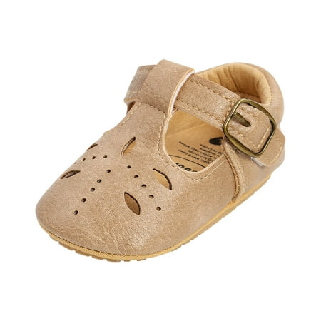 POIUYTR Baby Boys Girls Sandals Non-Slip Soft Rubber Sole Closed Toe Dress Flat Shoes Newborn Crib Shoes First Walking Prewalkers Shoes