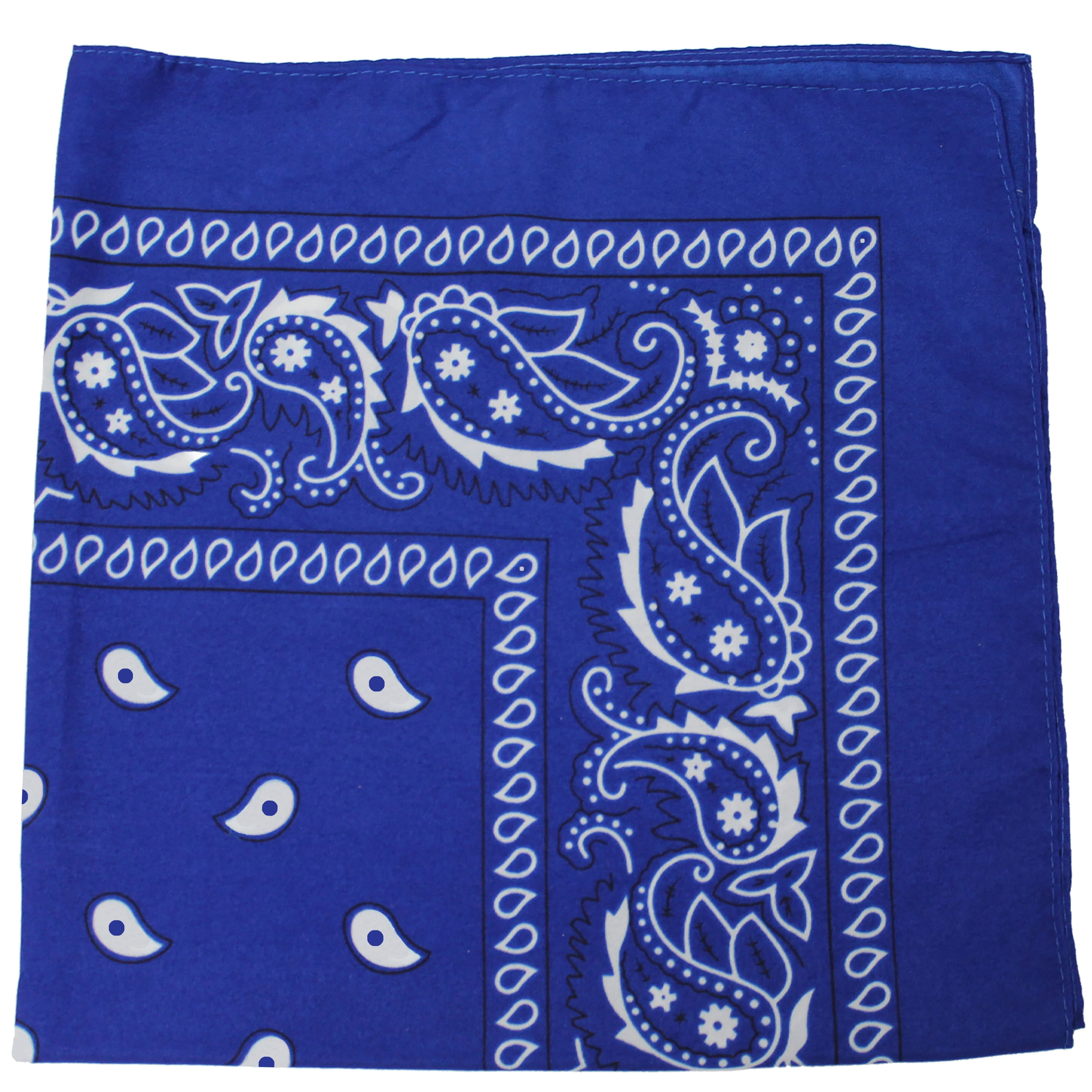 100% Cotton Paisley Bandanas Double Sided "Navy Blue" Handkerchief Headscarf 