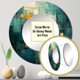 thumbnail image 3 of Designart "California Dreaming Retro Abstract in Gold and Teal I" Abstract Round Mirror Set of 3 - Modern Gold Round Office Wall Mounted Mirror Set, 3 of 5