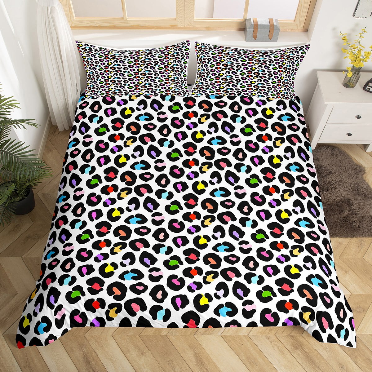 YST Cute Cheetah Print Bedding Sets for Girls Leopard Print Duvet Cover