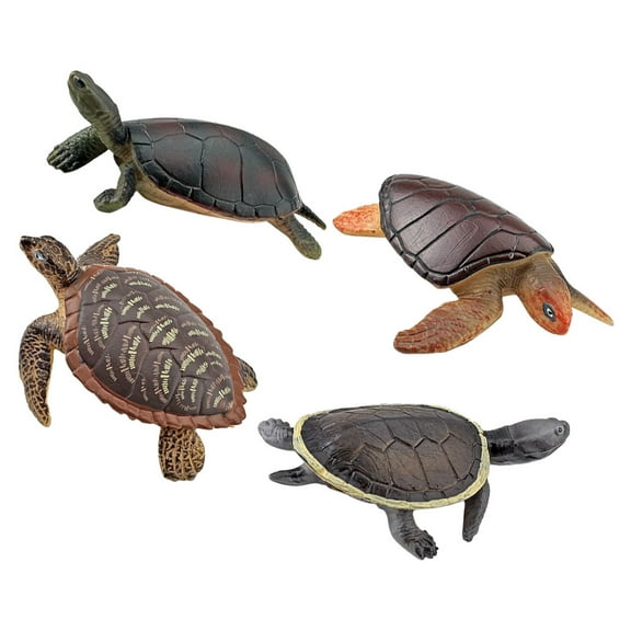 Leifggao 4Pcs Sea Turtles Figurine Small Turtle Model Lifelike Plastic Tortoises Toys Party Favor Decoration
