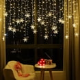 thumbnail image 1 of Outdoor Christmas Big Snowflake LED Curtain String lights Memory 8 Modes Flashing Lights Waterproof Holiday Party Connectable Wave Fairy Light, 1 of 9
