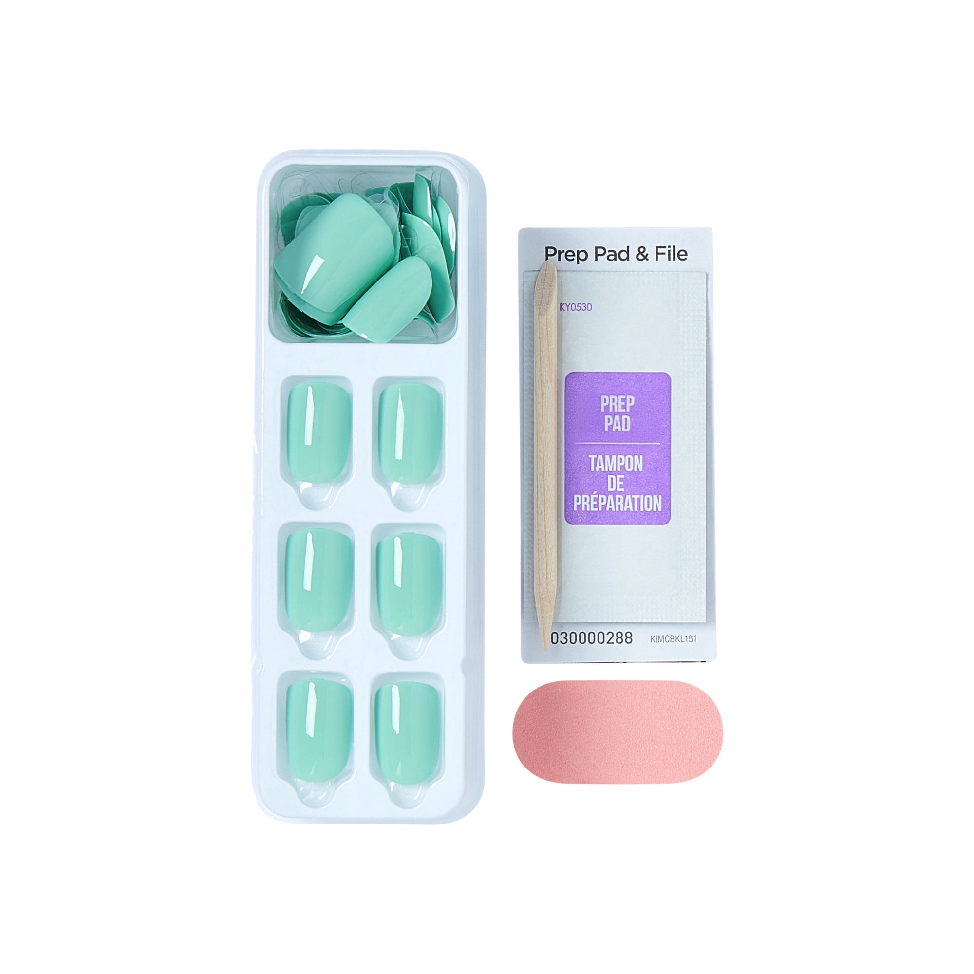 KISS imPRESS Ongles Couleur – Plus Près, Vert, Squoval, Court, 30 unités