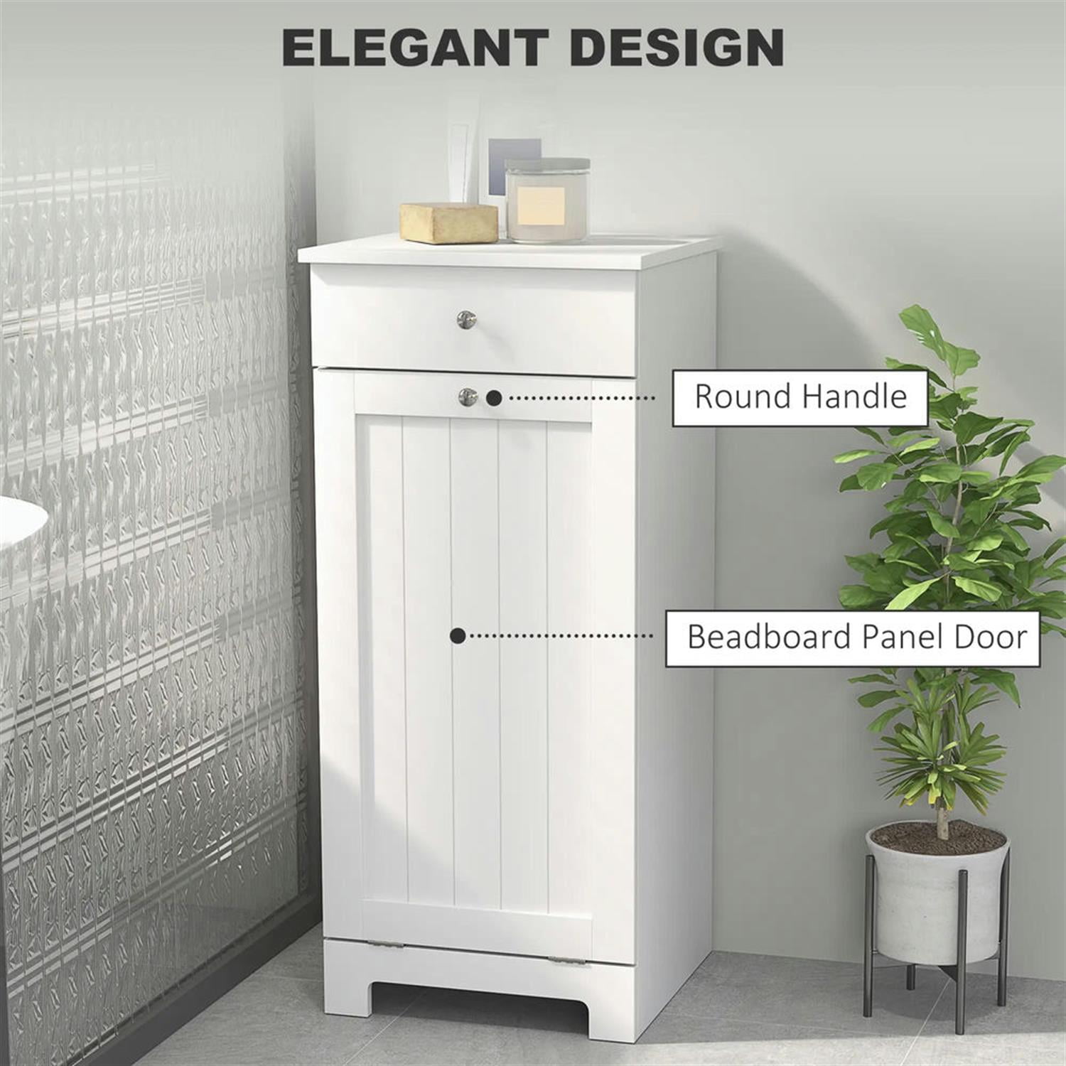 Demi Bonn 35" Bathroom Storage Cabinet with Tilt-Out Trash, Laundry Cabinet with Tilt Out Laundry Basket and Drawer for Kitchen, Living Room, White