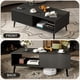 thumbnail image 4 of Mid century moderno de madera coffee mesa con almacenamiento, sliding door y solid wood legs - 2 - tier cocktail mesa para sala de estar y oficina en casa (negra), 4 of 7