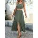 thumbnail image 5 of Vestidos de Verano para Mujer 2025, Sin Mangas, Abotonados, Cintura Baja, Informales, Corte A, Vestido Midi, Vestido de Verano, Verde , Talla XL, 5 of 10