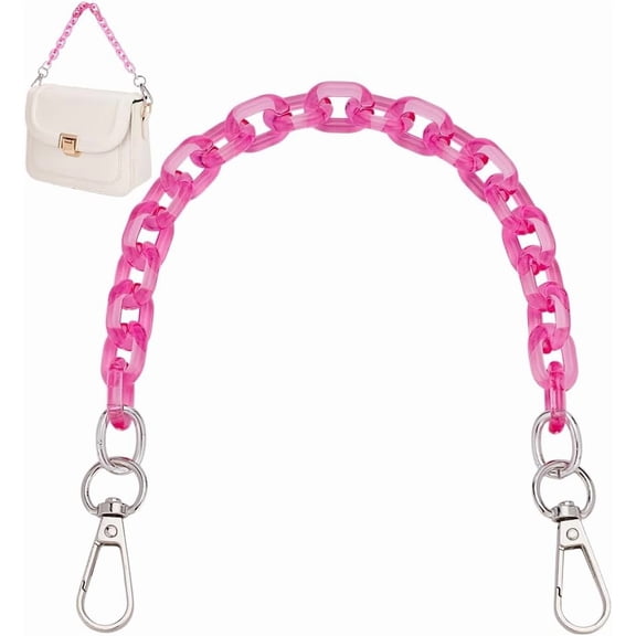 1 Pc Cute Pink Acrylic Purse Strap Bag 13.9 inch Purse Chain Strap Extender Replacement Accessory Bag Chain