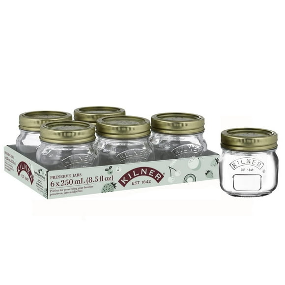 Kilner Regular Mouth Glass Mason Jars with Sealing Lids, 250ml