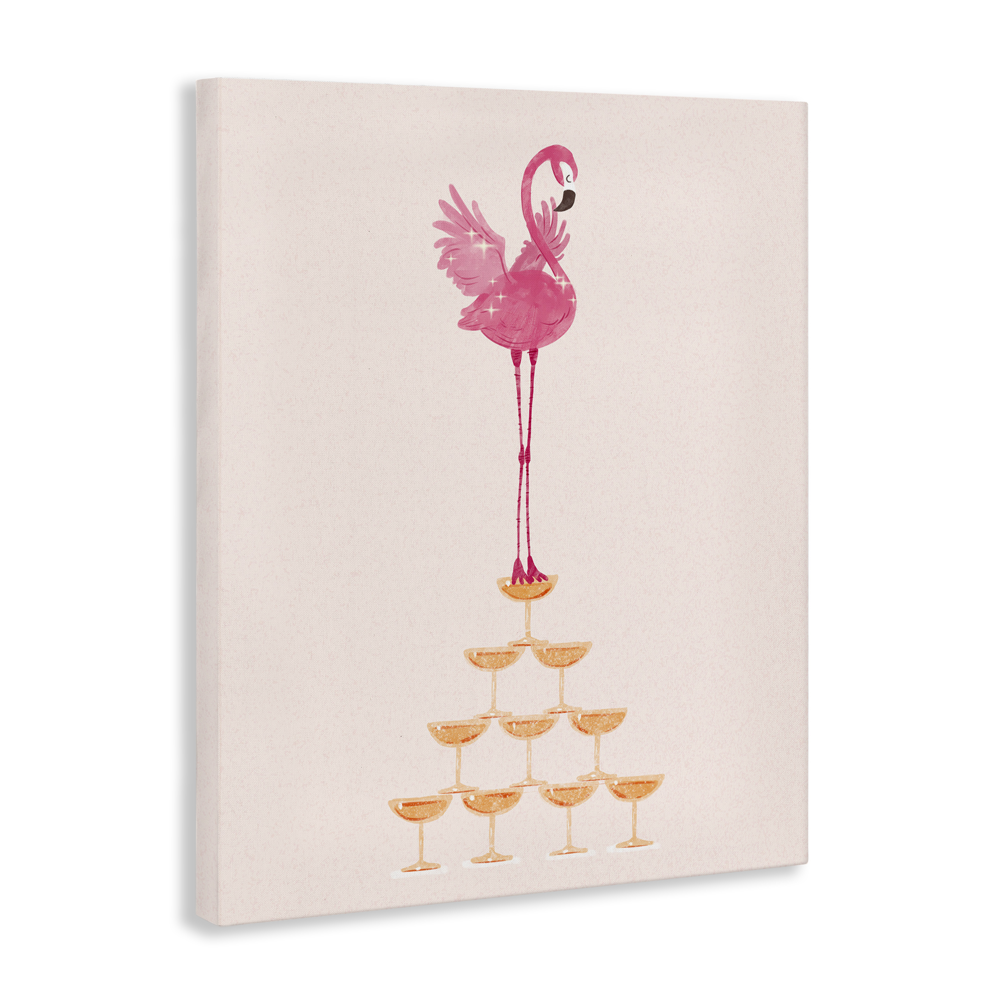 Stupell Industries Balancing Flamingo & Wine Novelty Painting Gallery Wrapped Canvas Art Print Wall Art, 16 x 20