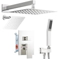thumbnail image 2 of Brushed Gold Shower System   Ceiling Mount Shower Set Wall Mount Rainfall Showerhead with Handheld Functions -Pressure Spray  Dual Rain Shower Faucet Set with Valve Complete, 2 of 6