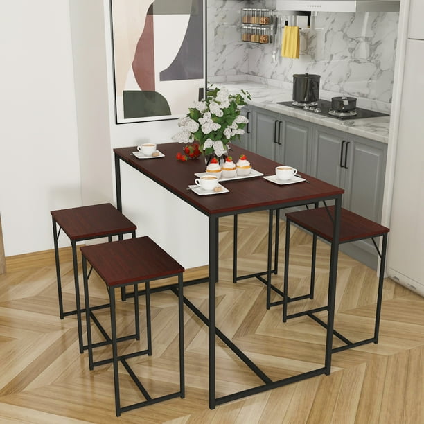 Rectangular Dining Table Set, Kitchen Table and Chair for 4 Persons