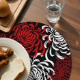 thumbnail image 3 of Red White Round 13 Inch Placemats Set of 4, Abstract Black Chrysanthemum Flower Floral HeatResistant Non Slip Place Mats for Dining Table, Wipeable Braided Kitchen Table Mats for Housewarming, 3 of 9