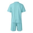 thumbnail image 7 of Men'S Breathable Collared Polo Shirt Short Sleeve And Elastic Waist Drawstring Shorts Set Casual Athletic Tracksuits For Summer Outdoor,Light Blue,L, 7 of 7