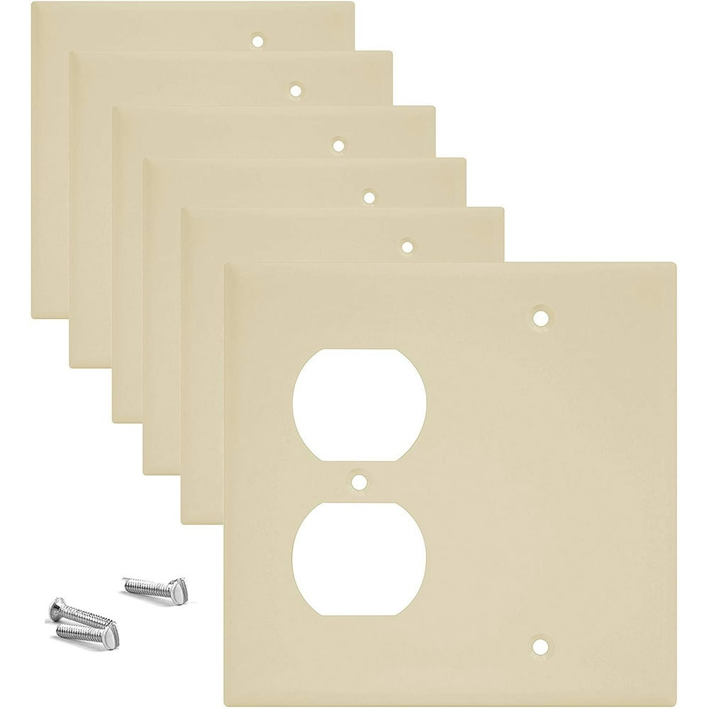Sleeklighting 6 Pack Plastic Ivory Look Outlet Covers Blank/Duplex