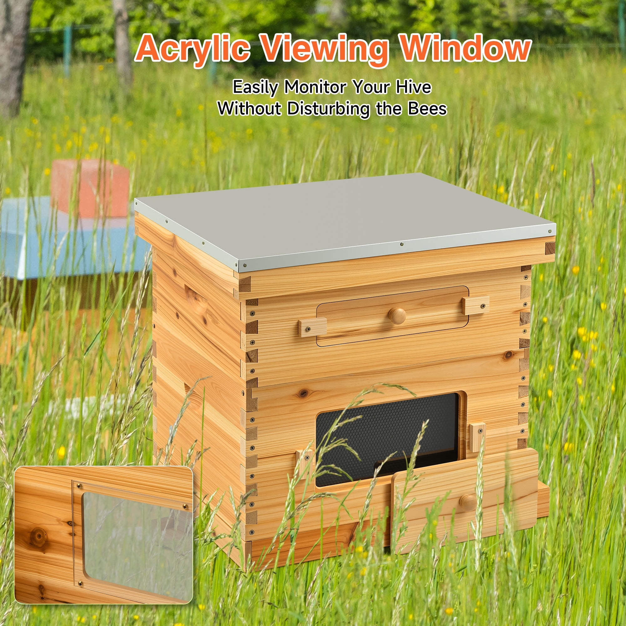 20 Frame Bee Hive Box Kit Beeswax Coated Langstroth Beehive Kit for Beekeeping