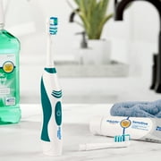 Equate Advanced Dual Action Battery-Powered Electric Toothbrush with 2 Replacement Heads, White