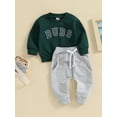 thumbnail image 4 of Fall Winter Baby Boy Clothes Infant Outfit 6M 12M 18M 24M 3Y Letter Print Sweatshirt Pants 2Pcs Sweatsuit Boys Clothiing Set, 4 of 10