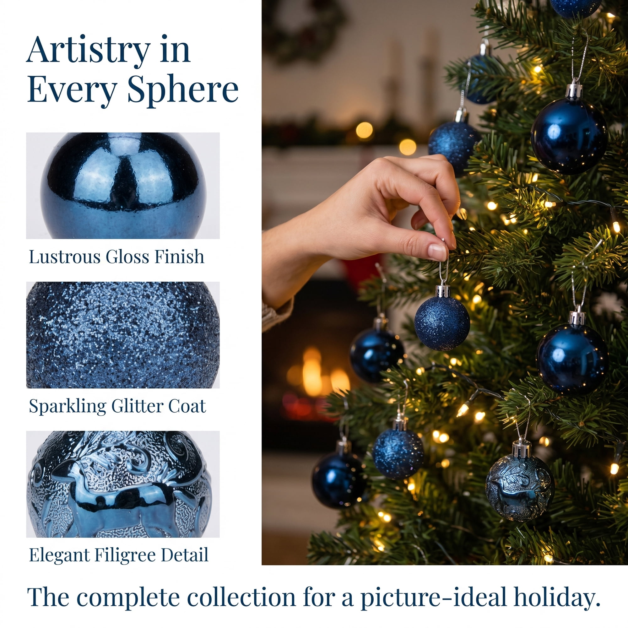 Unique Bargains 12Pcs Christmas Tree Ornaments Hanging Baubles Shatterproof Blue 1.6"