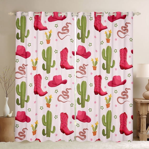 Erosebridal Kids Pink Cowgirl Black Out Curtains, Tribal Western Curtains Pack of 2 (42x63 Each)