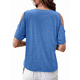 thumbnail image 3 of Blusas con Hombros Descubiertos para Mujer, Grandes, Cuello en V, Corta, Ropa de Verano, Túnicas con Botones, Azul M, 3 of 7