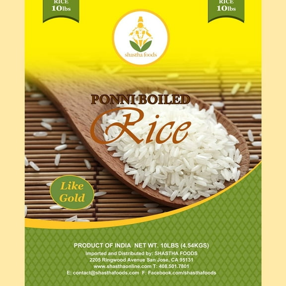 Shastha Foods Rice Combo Pack B (Ponni Boiled & Poongar Rice) , Each 10 lbs , No Allergens Contained
