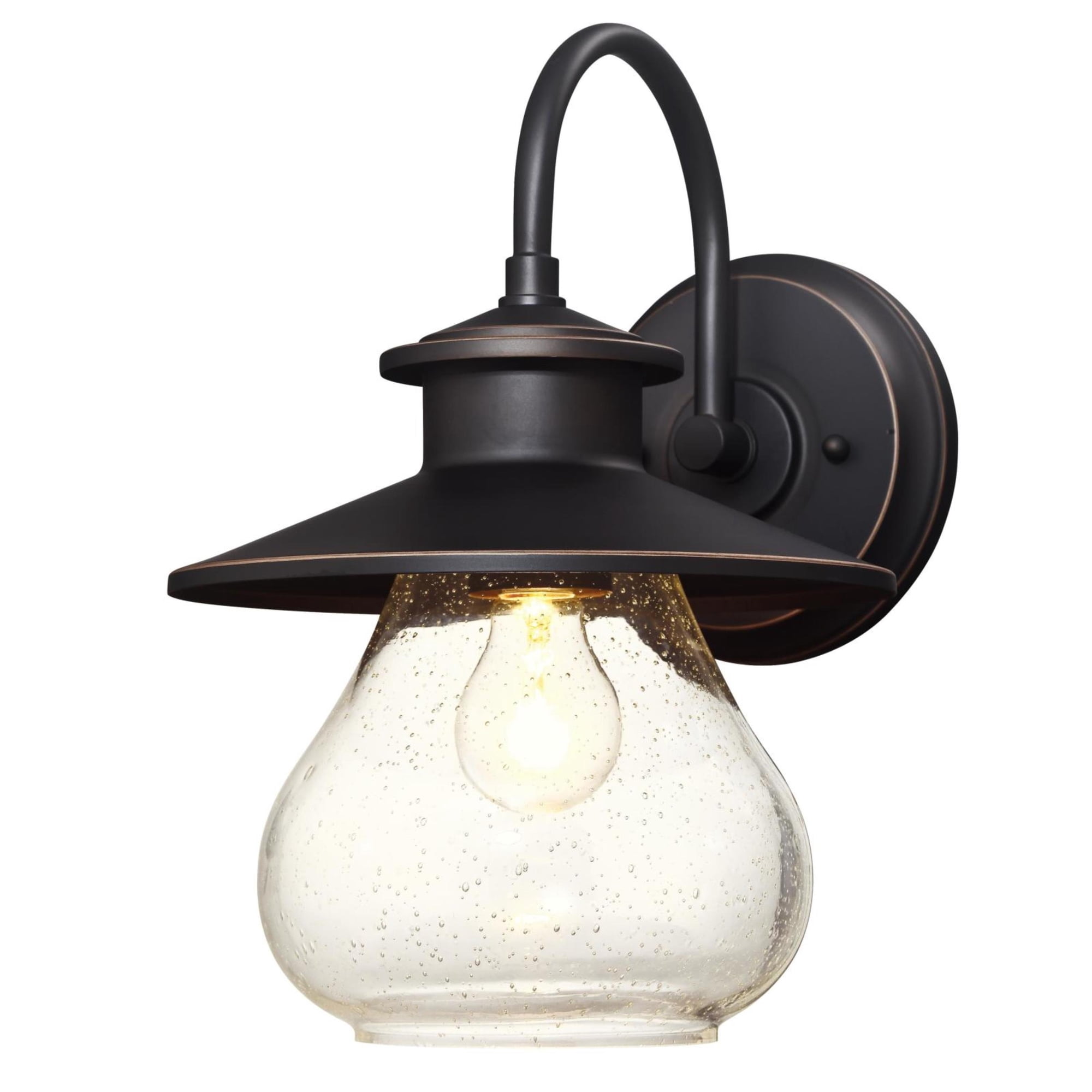 Westinghouse 6313500 Delmont One-Light Outdoor Wall Fixture, Oil Rubbed Bronze Finish with Highlights with Clear Seeded Glass