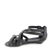 Bamboo Strappy Buckle Back Zipper Wedge Sandals