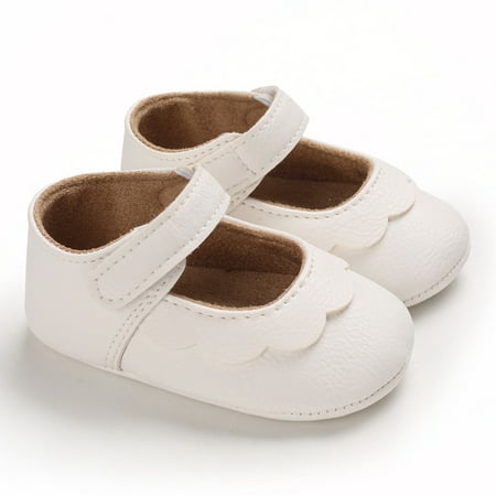 

Baby Girls Cute Elegant Leather Princess Shoes Non-slip Soft Sole Hook And Loop Fastener Toddler Shoes For Walking