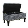 thumbnail image 2 of Linon 40454GLIN01U Stephanie Script Linen Ottoman, 32" W x 16" D x 18" H, Gray/Black, 2 of 12