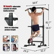 PROHIKER Power Tower Dip Station, Pull Up Bar Stand Power Rack with Backrest, Height Adjustable Strength Training Equipment for Fitness Home Workout, Black