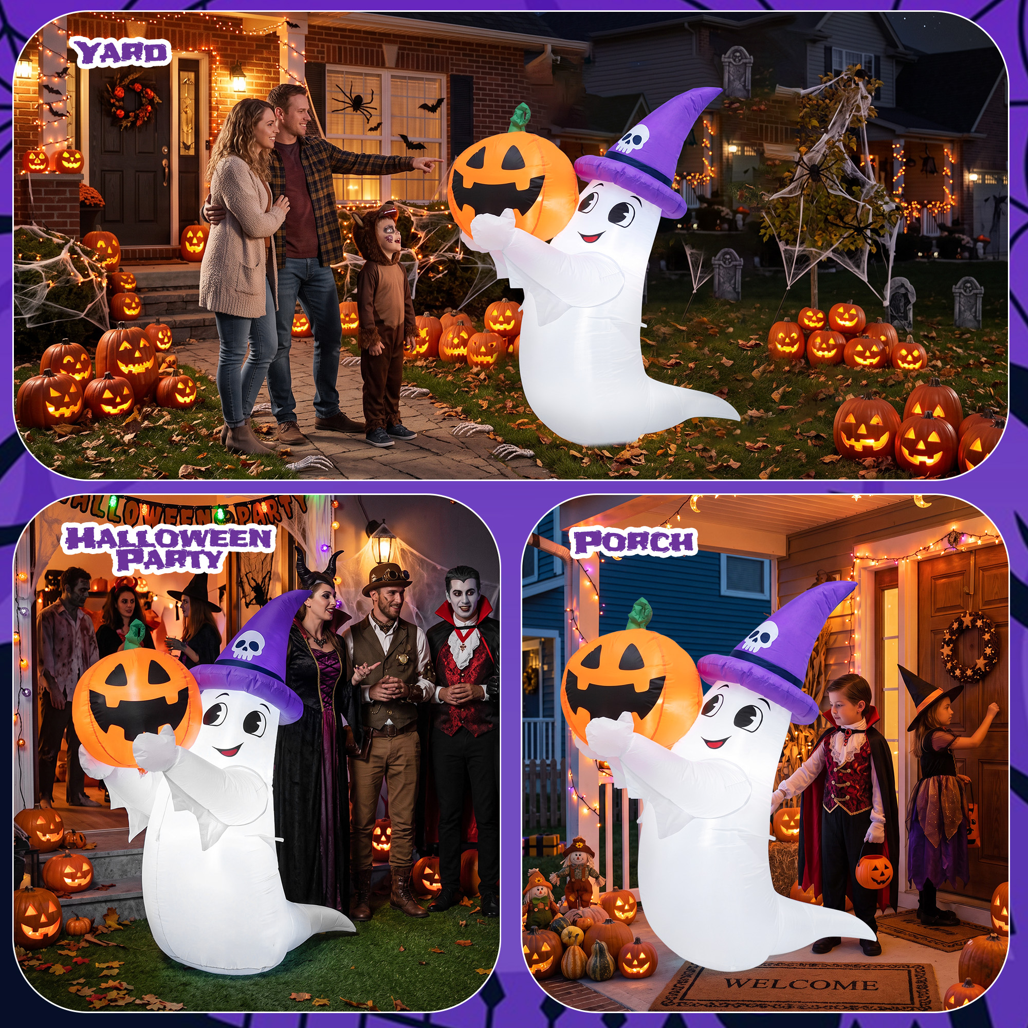 GVDV 5.5ft Halloween Ghost and Pumpkin Inflatable with LEDs photo 8