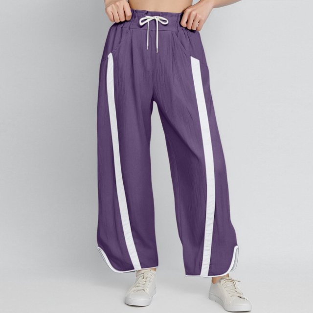 WILLBEST Pantalones Deportivos Holgados y Anchos para Mujer, con Cintura Alta Elástica y Cordón Ajustable, Ideales para Entrenamiento y Ocio. Grande