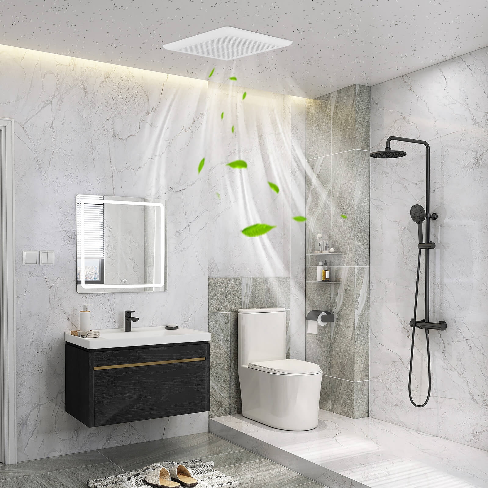 Costway 80 CFM Ceiling Mount Bathroom Exhaust Fan with Metal Housing 4 Inches Duct White