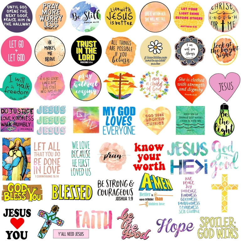 220Pcs Jesus Christian Stickers, Religious Bible Laptop Faith Stickers,  Cross Wisdom Words Stickers for Water Bottles, Christian Easter Gifts for  Kids
