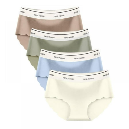 

Women s Seamless Briefs Pack of 4 Ice Silk Panties Mid-Rise No Show Underwear