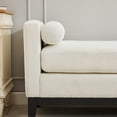 thumbnail image 6 of 66.34"W Multi-Functional Upholstered Bench, Daybed Ottoman with Wood Legs & 2 Support Pillows for Bedroom, Living Room, Entryway Seating, Ivory Boucle Fabric, 6 of 9