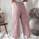 thumbnail image 2 of Las mujeres de pierna recta ancha pantalones de rayas de cintura elástica suelta ajuste cómodo pantalones casuales, 2 of 6