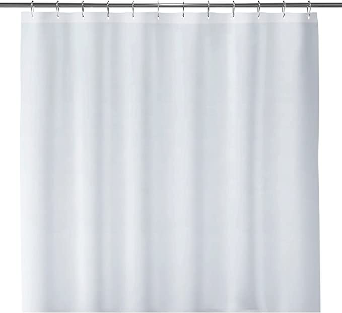 LiBa White Cloth Fabric Shower Curtain, 72' W x 84' H Heavy Duty Waterproof Shower Curtain