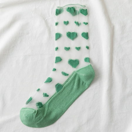 

GHOONEY Women Glass Fiber Sheer Mesh Ankle Socks Love Heart Candy Colorful Thin Hosiery