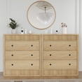 thumbnail image 6 of 3 Drawer Dresser for Bedroom, 31.5" Wide Fluted Chest of Drawers, Modern Wooden Nightstand Storage Cabinet for Kids Room, Hallway, Living Room, Natural Oak, 6 of 9