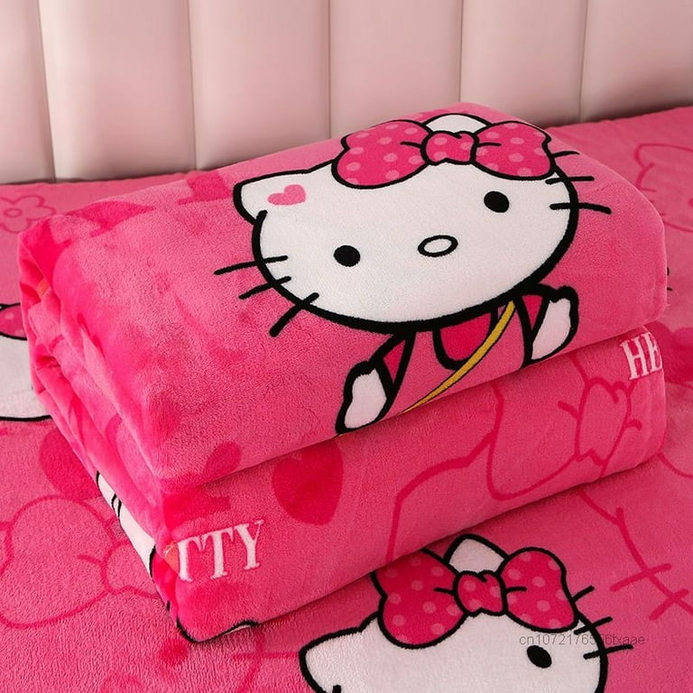 Sanrio Hello Kitty Plush Blanket Bed Sheet Children Adult Soft