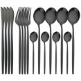 thumbnail image 2 of Juego de vajilla de 16 Uds., vajilla de acero inoxidable, espejo, cena, cubiertos negros, cuchillo, tenedor de fruta, cuchara, cubertería, juego de cocina, 2 of 5